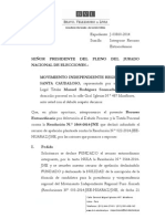 Recurso Extraordinario Presentado Contra La Resolución Del JNE Que Permite La Ilegal Participación de Waldo Ríos en La Segunda Vuelta Regional