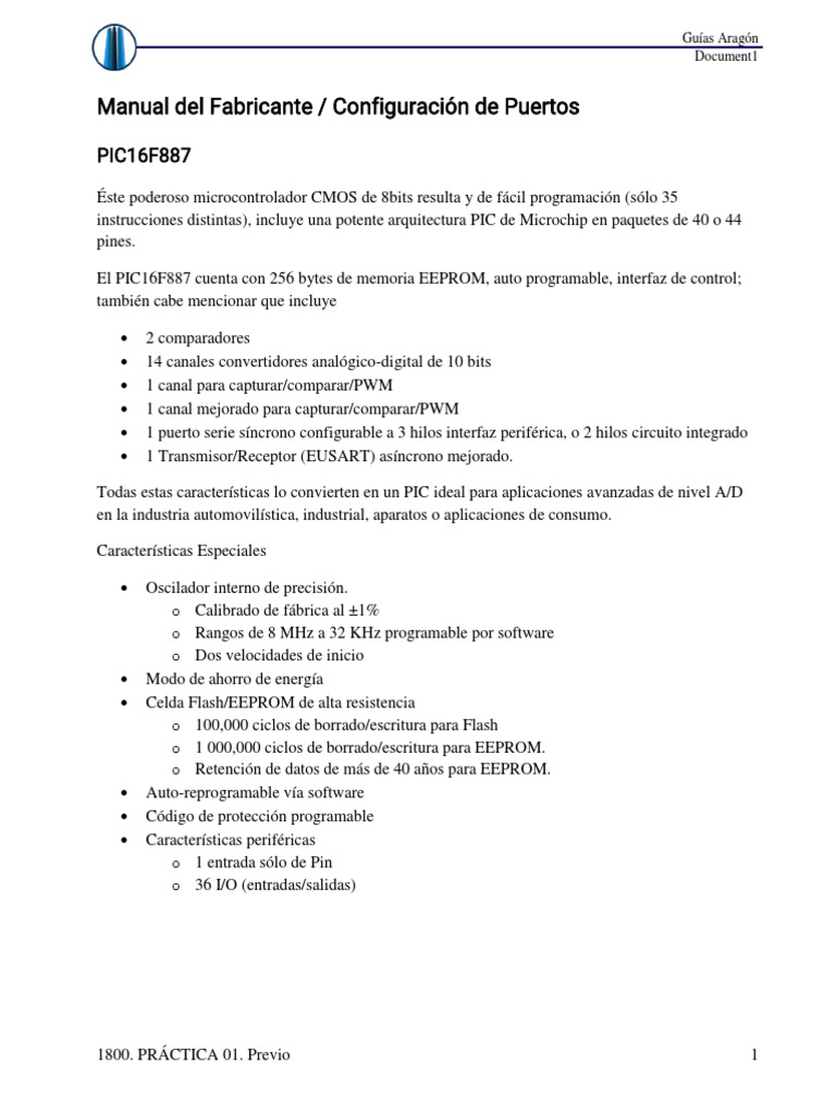 PIC16F887 | PDF | Microcontrolador | Áreas de informática