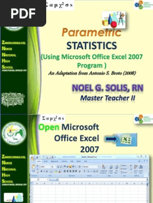 Parametric Stat Excel Ms2007 Prez Student S T Test F Test