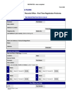 Overseas Visitors' Records Office - First Time Registraton Proforma