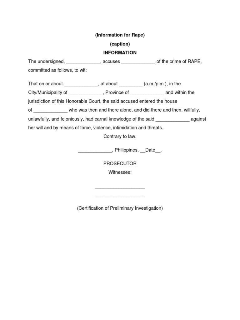 Rape and Homicide - Forms | PDF | Prosecutor | Rape