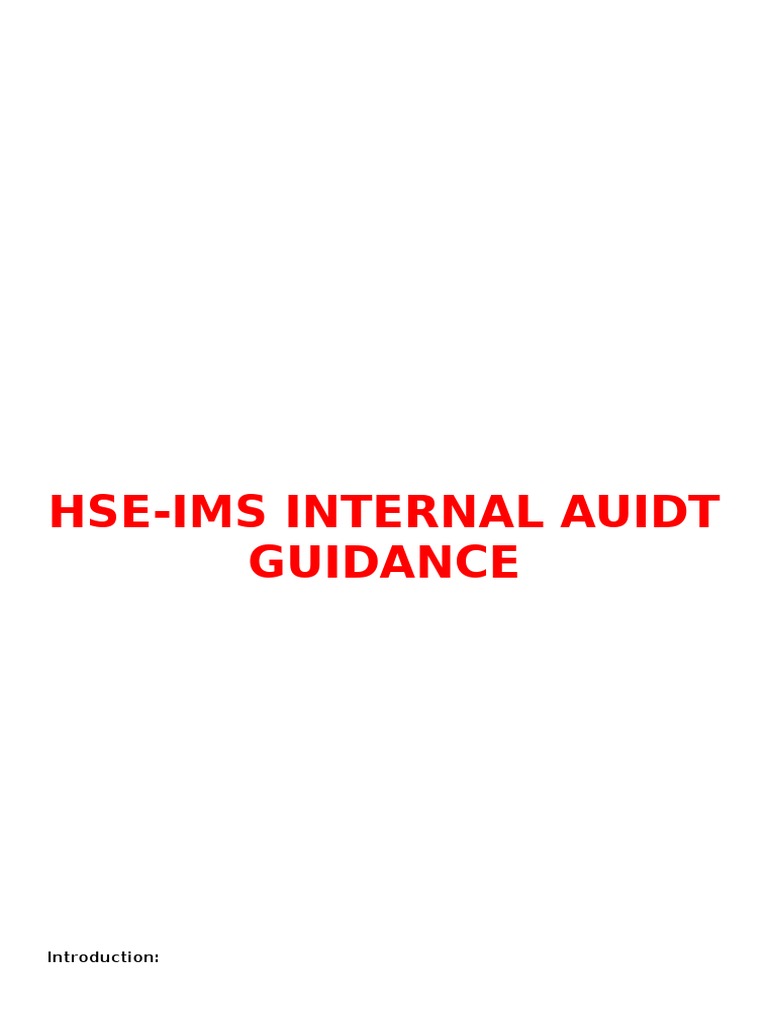 HSE Integrated Management System - Internal Audit Guidance | PDF ...