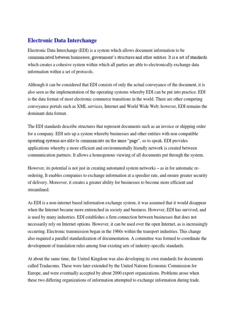 Electronic Data Interchange PDF Electronic Data Interchange Java