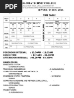 Iii Year / Vi Sem. 2014-15 Time Table