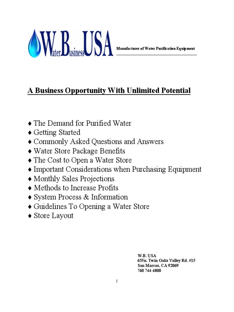 Providing Pure Water and Profits A Comprehensive Guide to Opening a