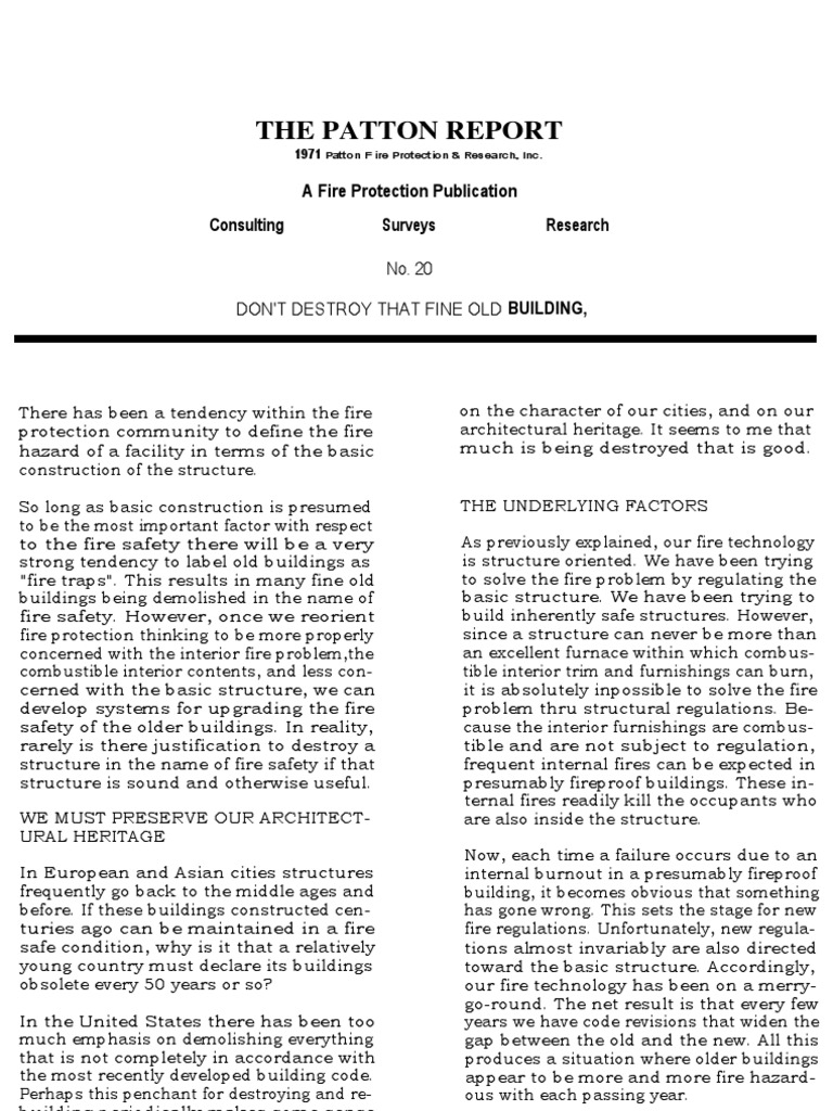 Patton Report 20 Pdf Framing Construction Fires