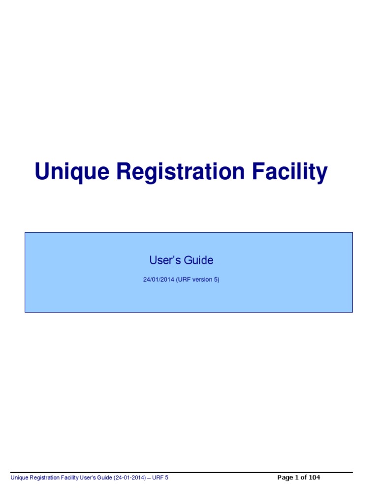 Unique Registration Facility: User's Guide | PDF | Computers