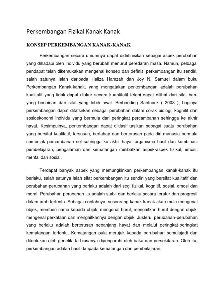 Perkembangan Fizikal Kanak Kanak Pdf
