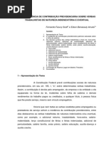 Não Incidência de Contribuicao Previdenciaria sobre Verbas Trabalhistas