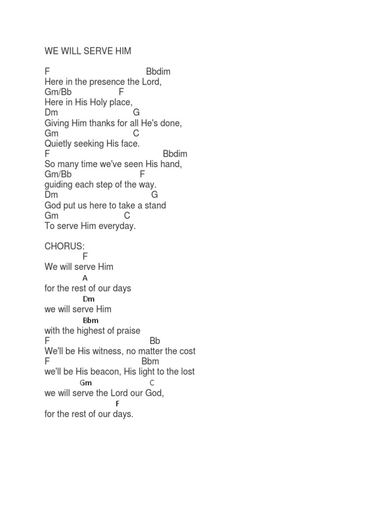 We Will Serve Him | PDF