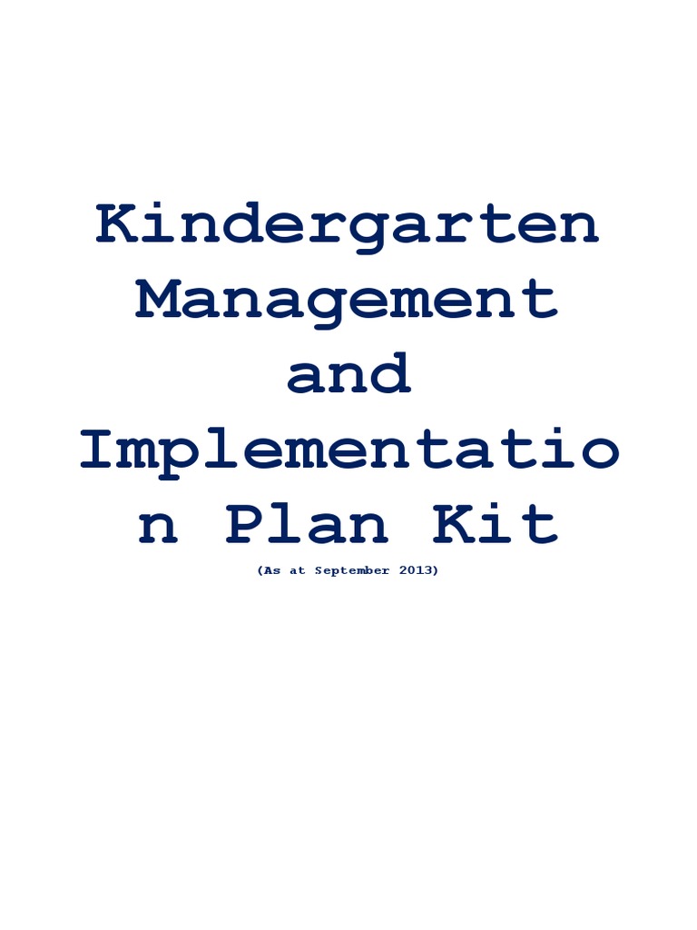 Kindergarten Management & Implementation Plan | PDF