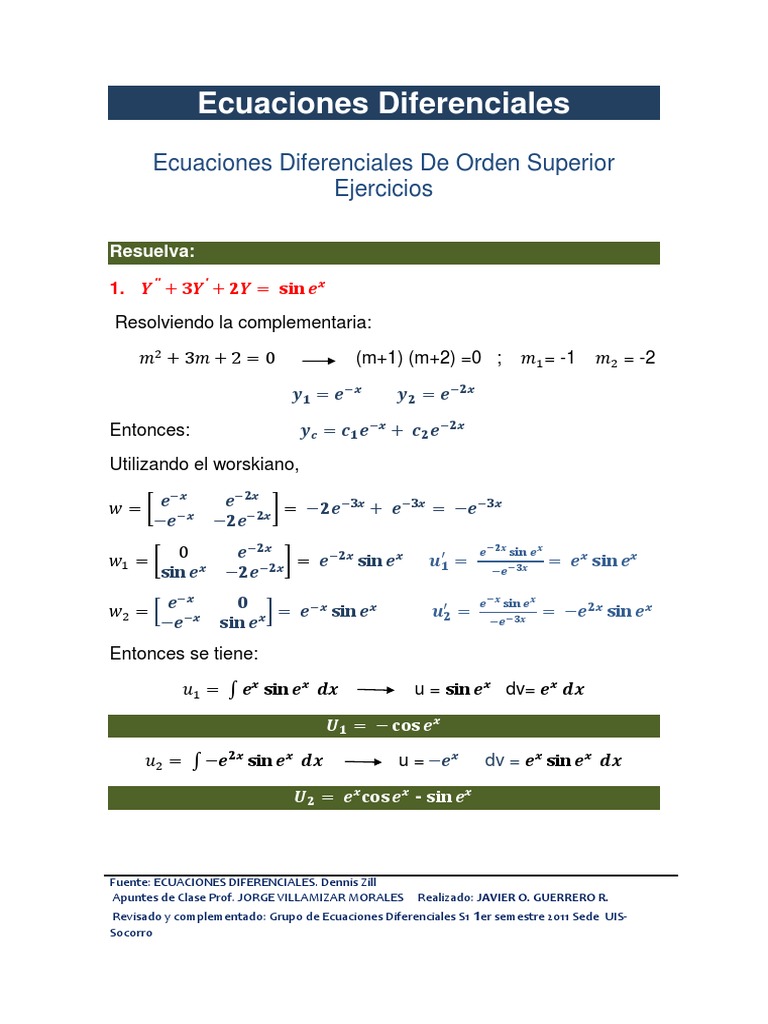 Ecuaciones diferenciales ordinarias