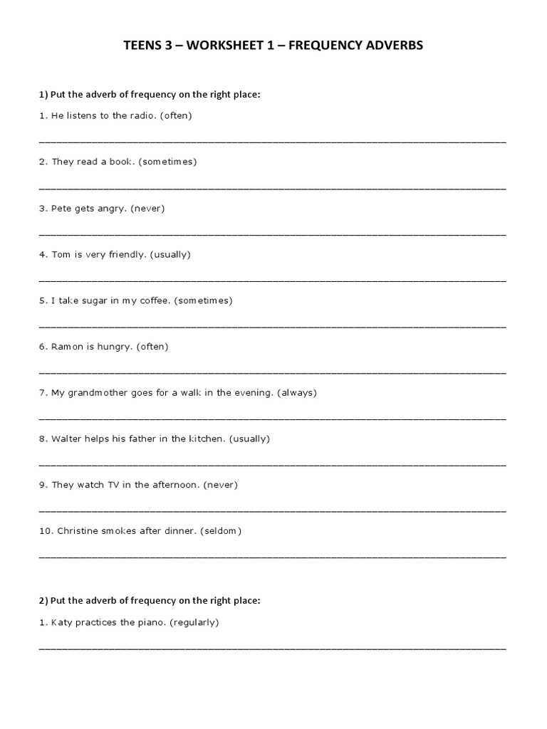 Frequency Adverbs | PDF | Language Arts & Discipline | Foreign Language ...