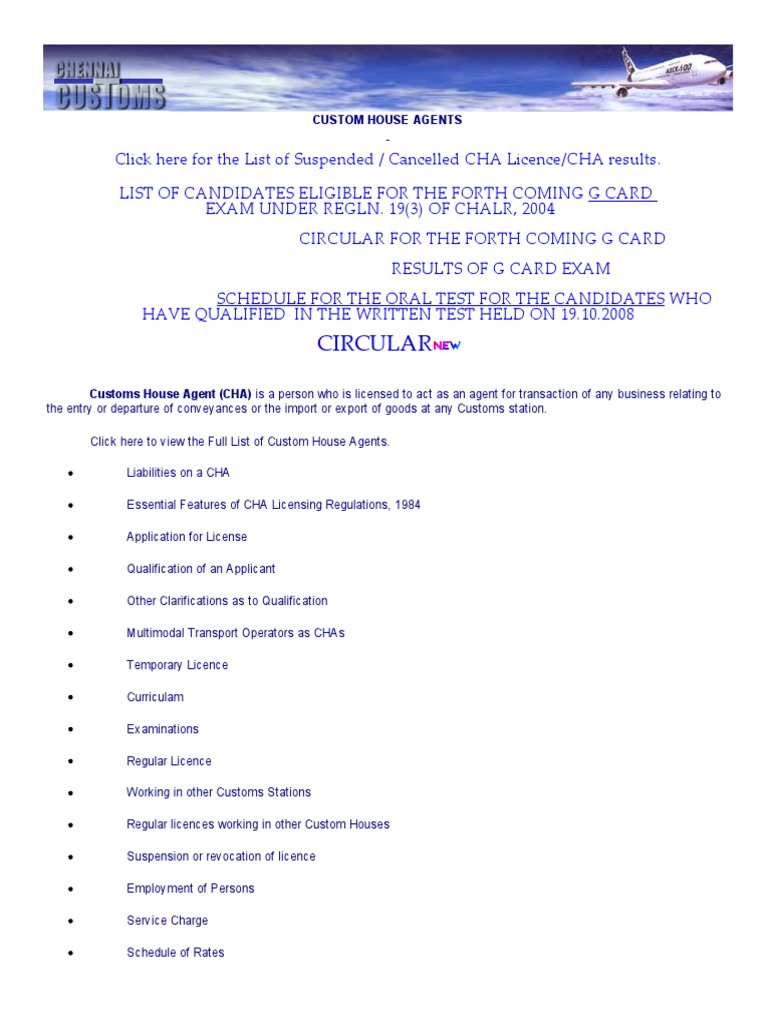 Custom House Agents CHA | PDF | Trade | Government