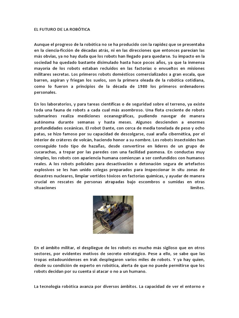 El Futuro de la Robótica | PDF | Robot | Robótica
