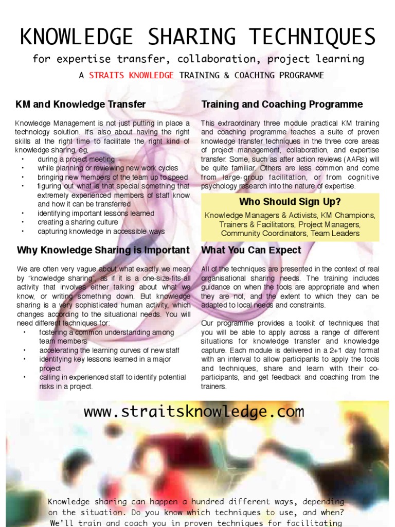KM Techniques Brochure 2010a | PDF | Expert | Knowledge Management