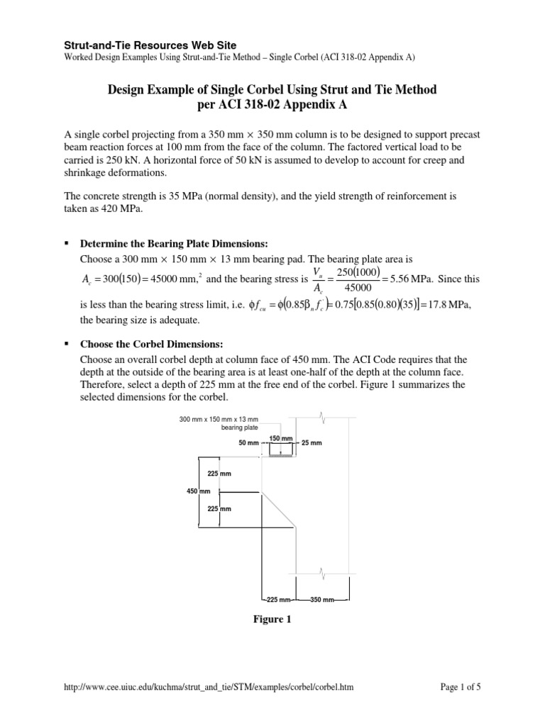 Design Example of Single Corbel Using Strut and Tie Method Per ACI 318