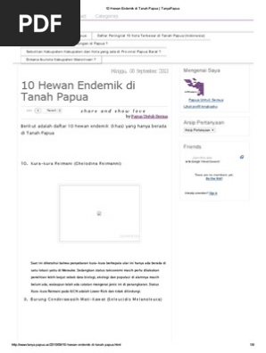 10 Hewan Endemik Di Tanah Papua Tanyapapua Pdf
