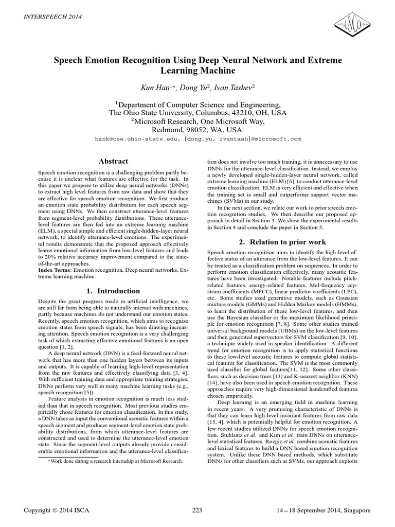 Speech Emotion Recognition PDF | PDF | Statistical Classification ...