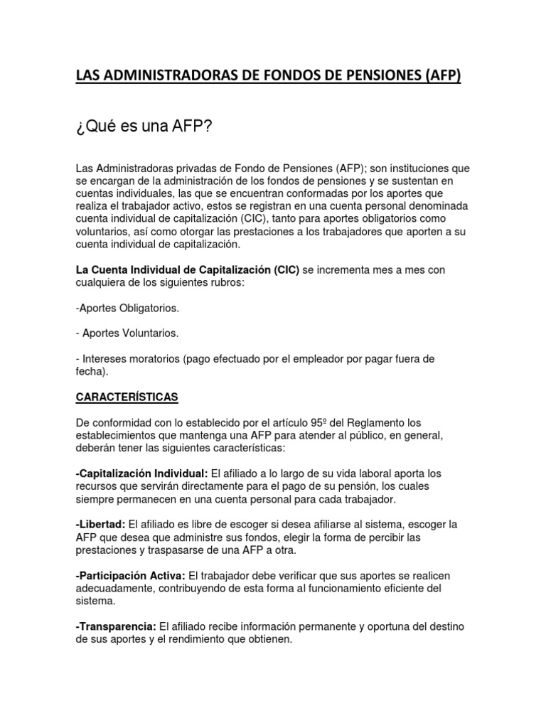 Guía sobre Administradoras de Fondos de Pensiones | PDF | Pensión ...