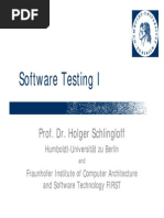 Software Testing I: Prof. Dr. Holger Schlingloff