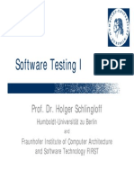 Software Testing I: Prof. Dr. Holger Schlingloff