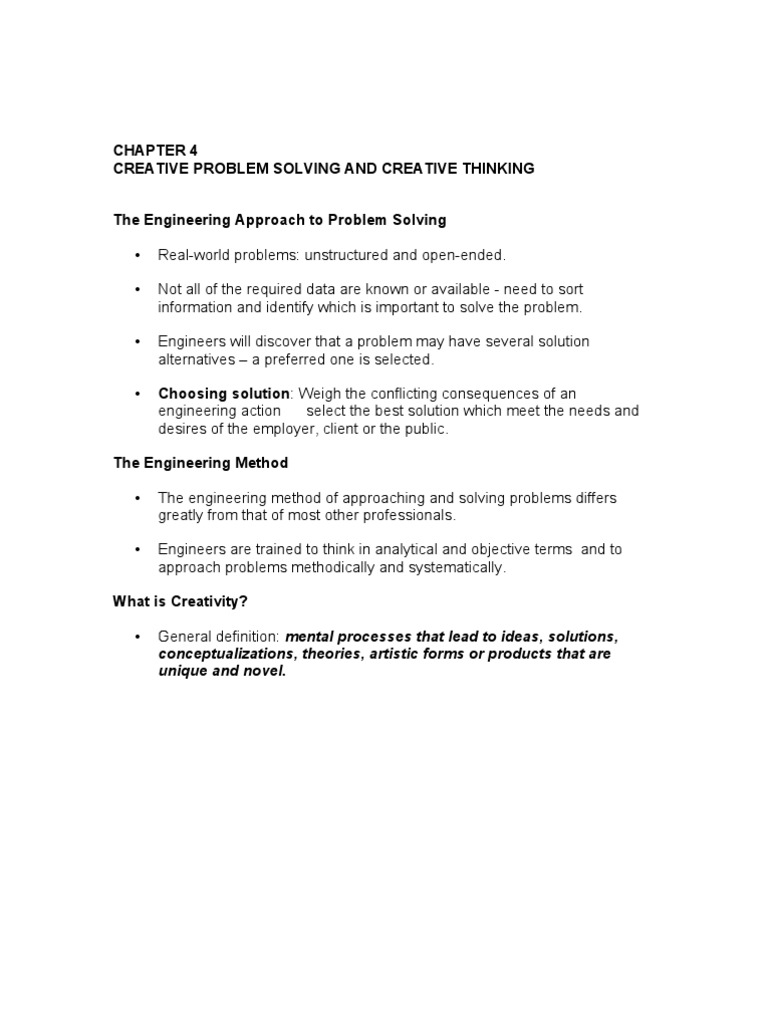 Creative Problem Solving in Engineering | PDF | Engineering Design ...