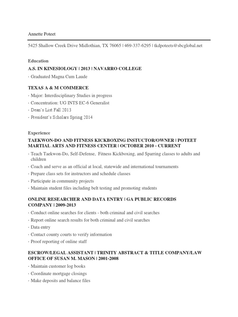 Annette Poteet - Resume | PDF