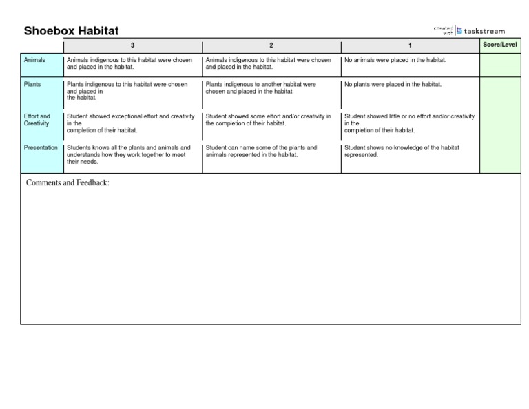 Shoebox Habitat Assessment Criteria | PDF | Cognition | Learning