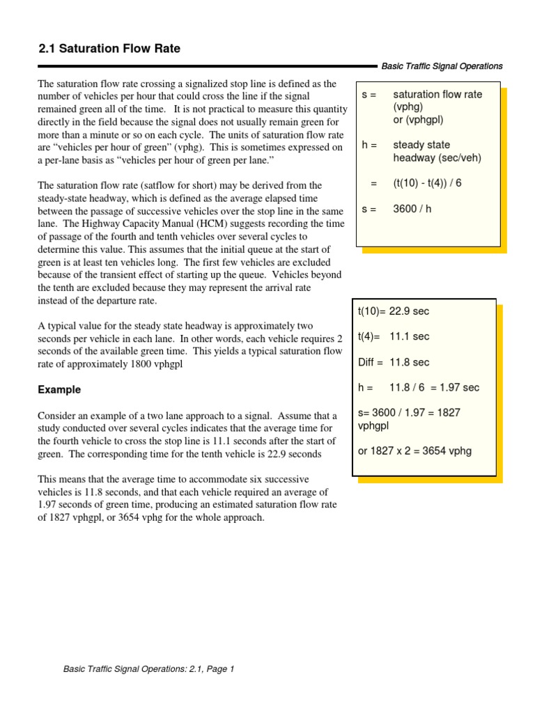 Saturation Flow Rate Analysis | PDF | Business | Technology & Engineering