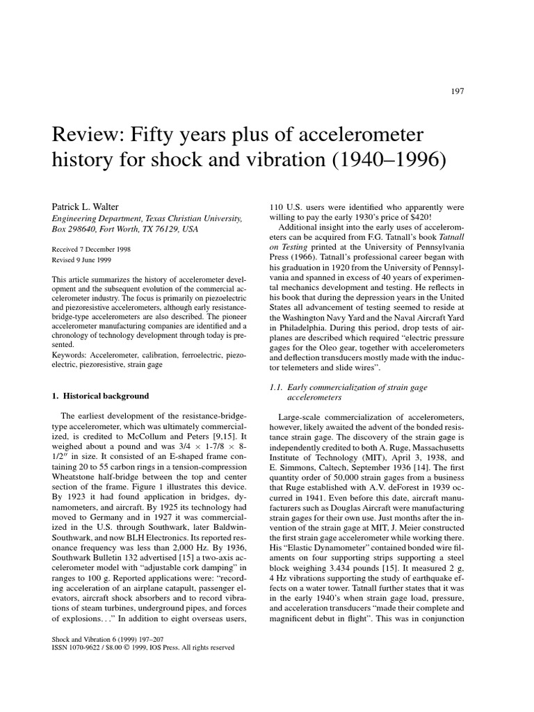 Review: Fifty Years Plus of Accelerometer History For Shock and ...
