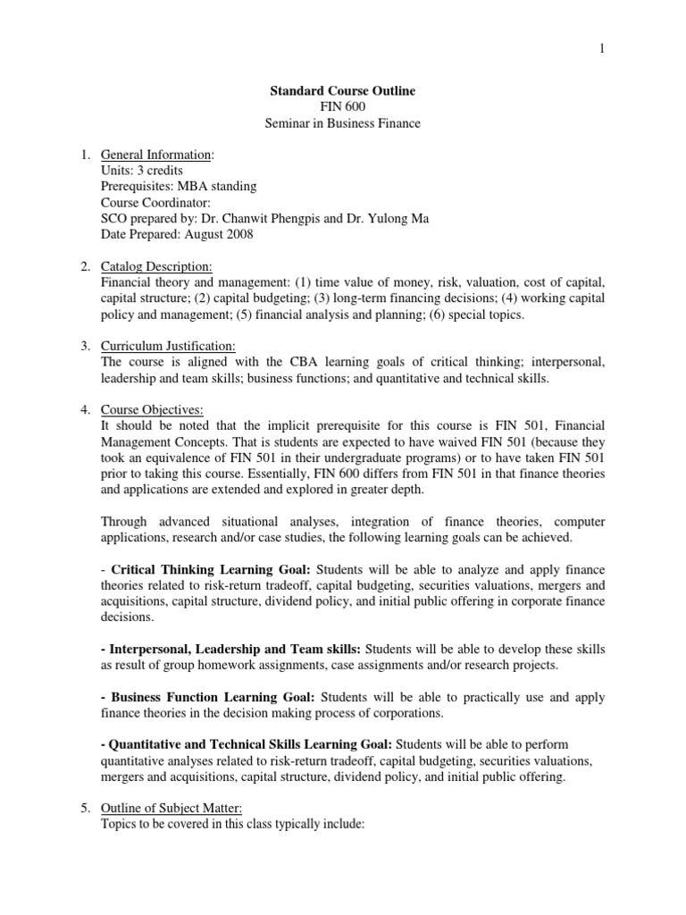 Seminars Valuation Finance Homework - 