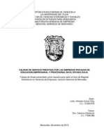 Calidad de Servicio Prestada Por Las Empresas Privadas de Educación Empresarial y Profesional en El Estado ZUlia