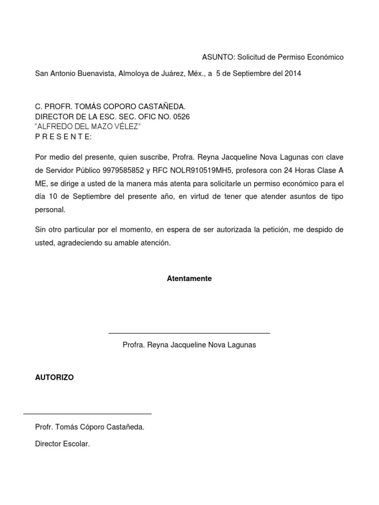 Solicitud Permiso Economico PDF