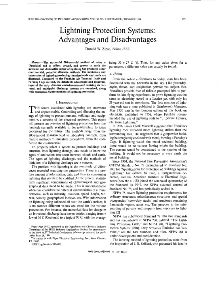 Lightning Protection Systems Advantages and Disadvantages PDF PDF Lightning Nature