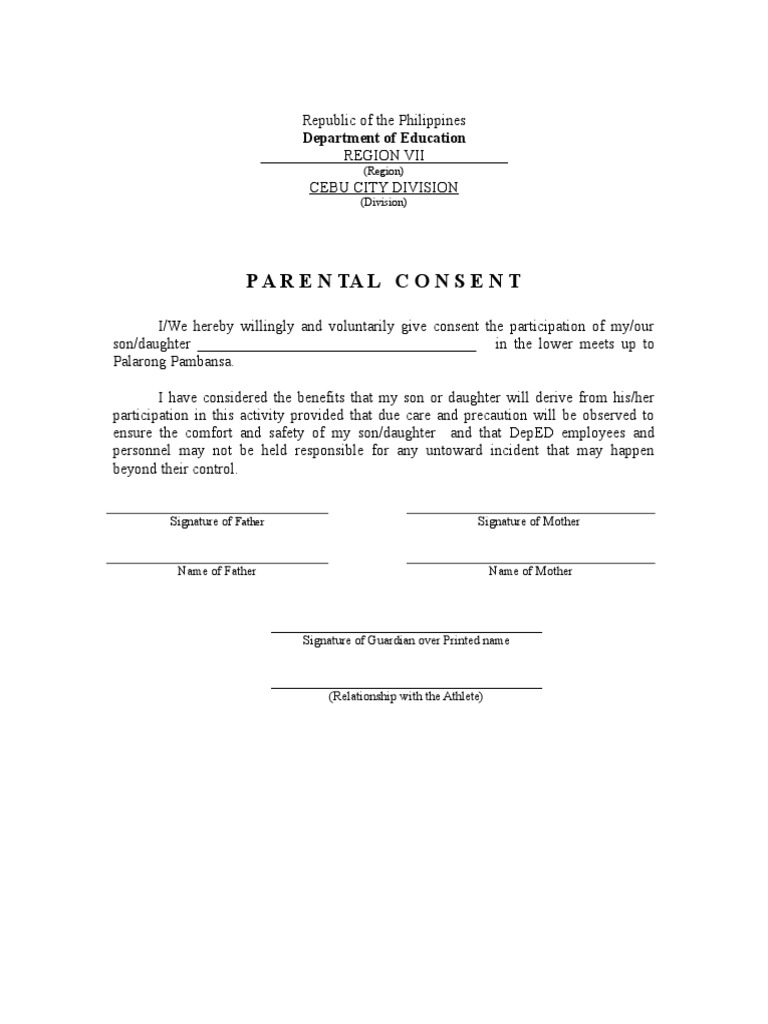 Parental Consent for Student Sports | PDF