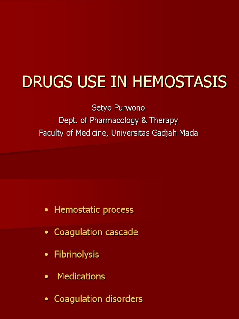 Drugs Use in Hemostasis PDF Coagulation Platelet