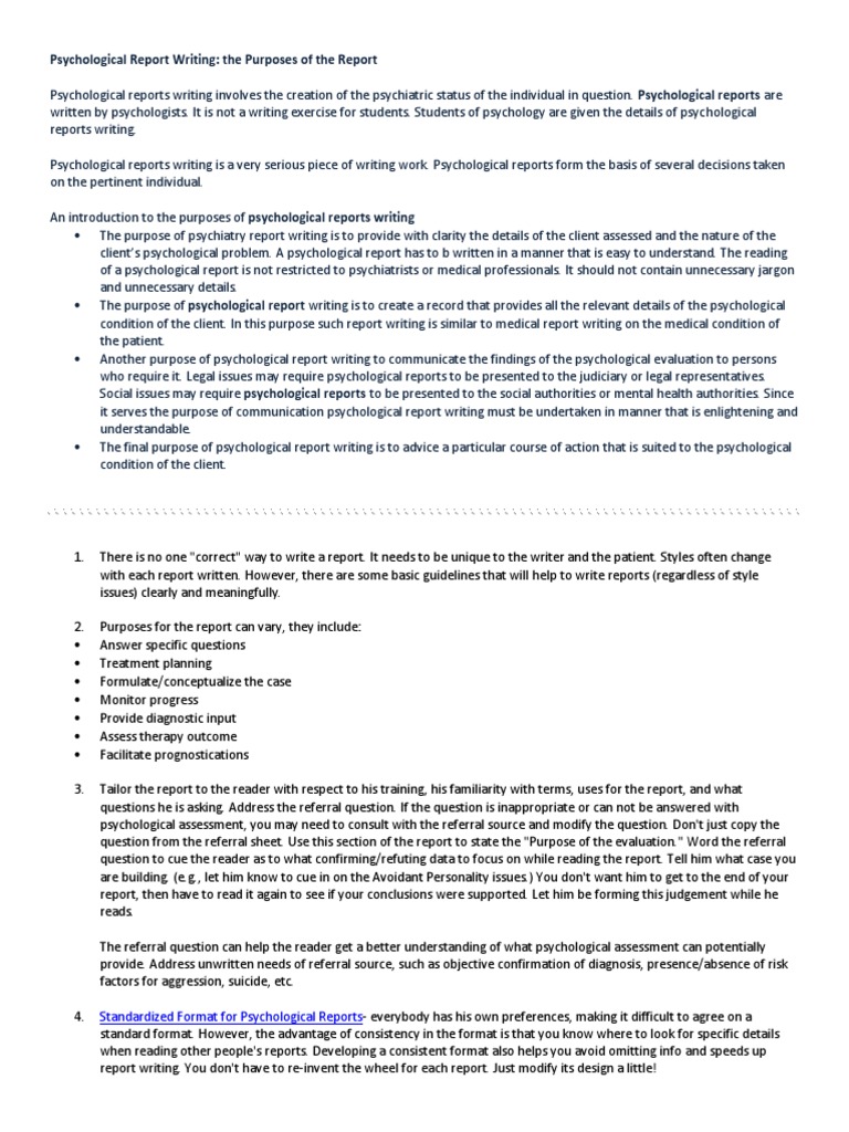 Psychological assessment report writing picture