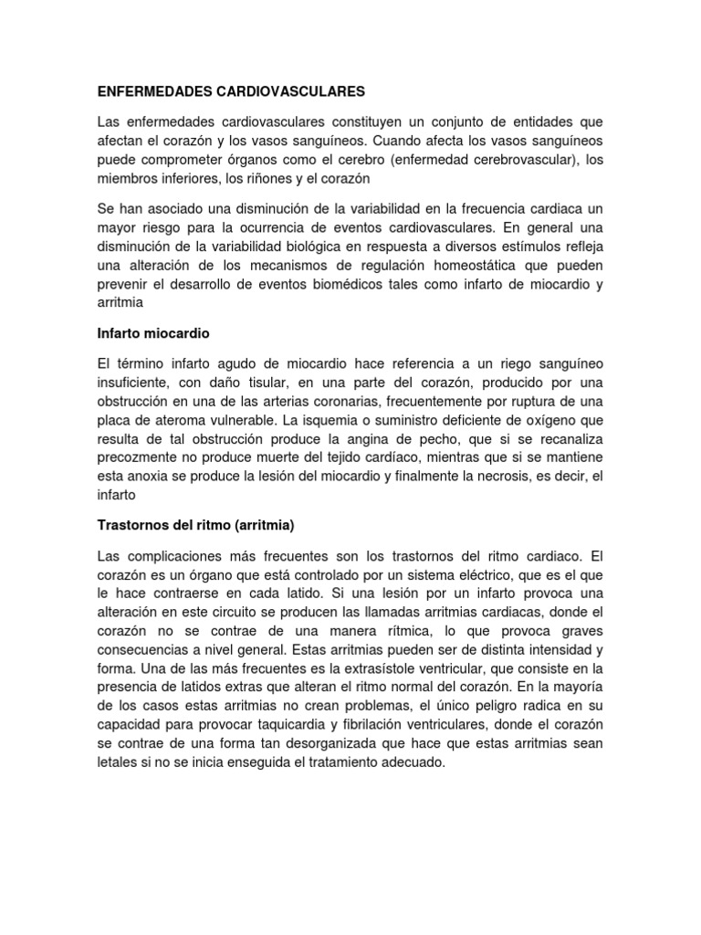 Enfermedades Cardiovasculares | PDF | Infarto de miocardio | Arritmia ...