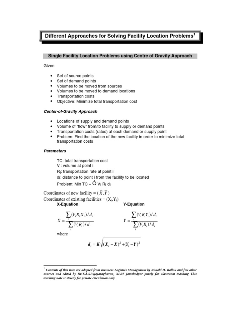 Facility Location Optimization Strategies | PDF | Linear Programming ...
