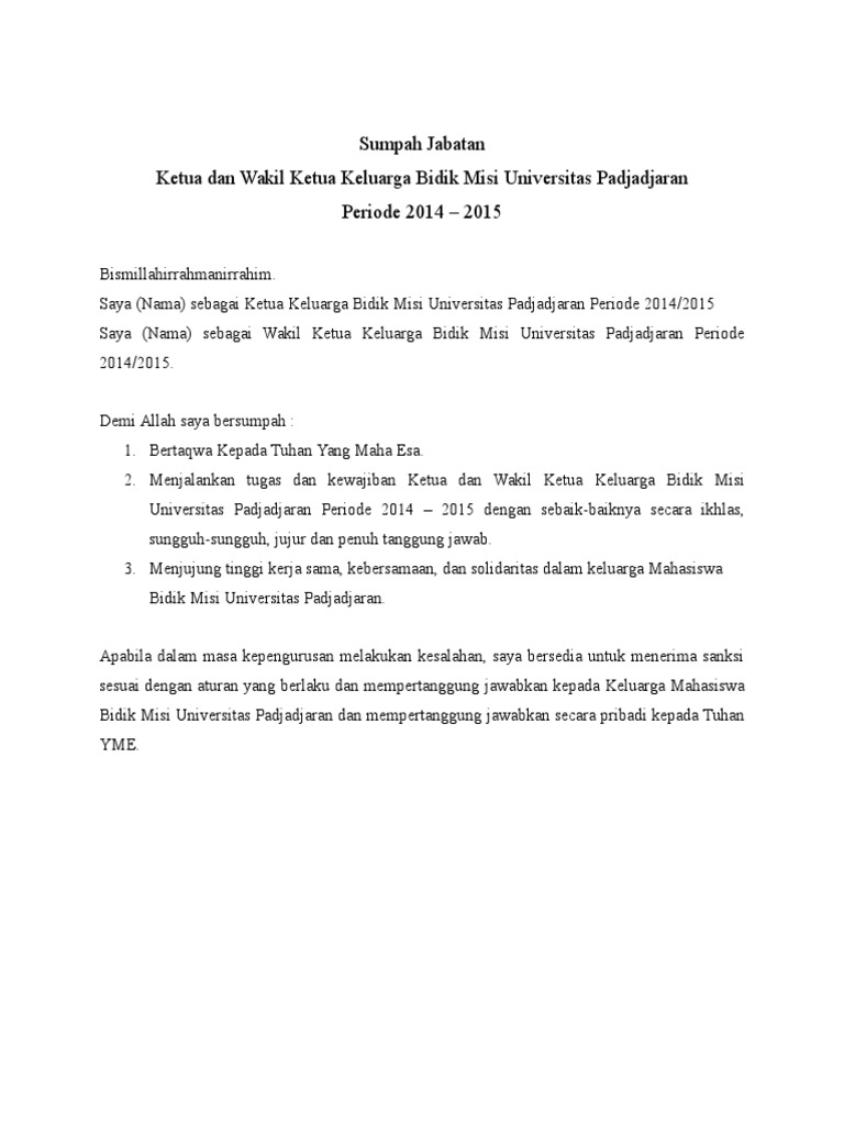 Contoh naskah Sumpah-jabatan