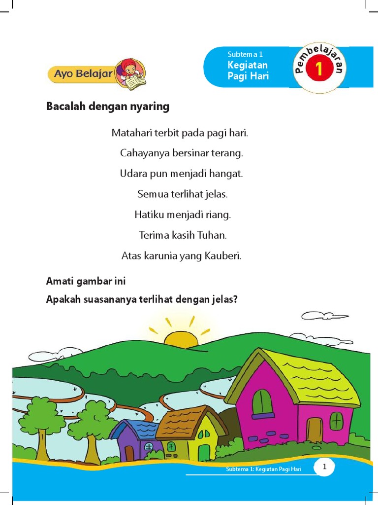 Materi Kelas 1 Tema 3 Subtema 1 Kegiatan Pagi Hari Materi Kelas 1 Tema 3 Subtema 1 Kegiatan Pagi Hari
