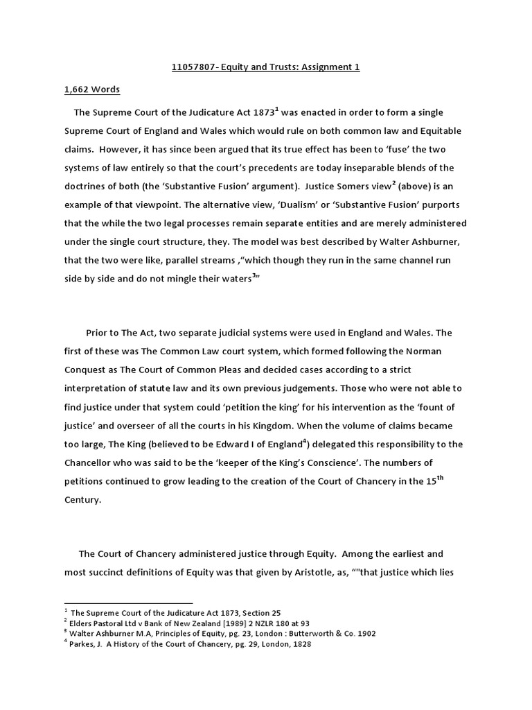 Equity and Trusts: Legal Fusion Analysis | PDF | Equity (Law) | Common Law