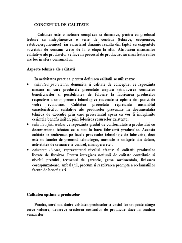 Conceptul De Calitate