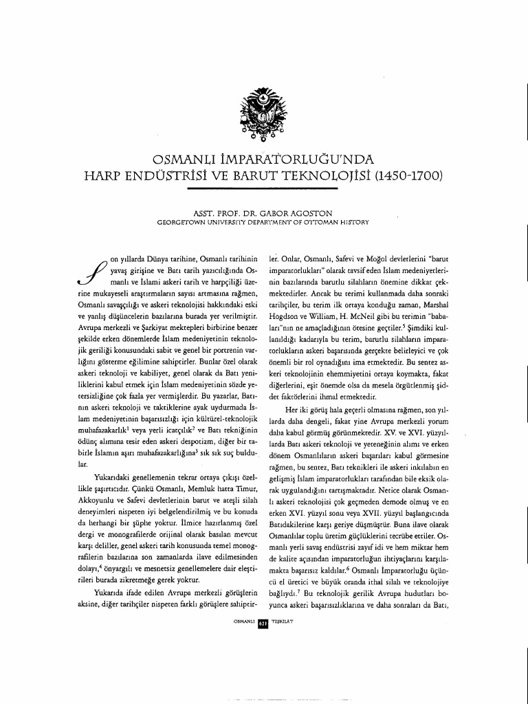 Agoston, Gabor - Osmanli Imparatorlugunda Harp Endustrisi Ve Barut ...