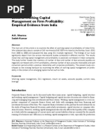 Effect of Working Capital Management on Firm Profitability