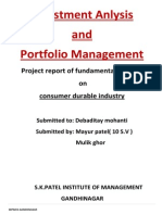 Investment Anlysis and Portfolio Management: Project Report of Fundamental Analysis On Consumer Durable Industry