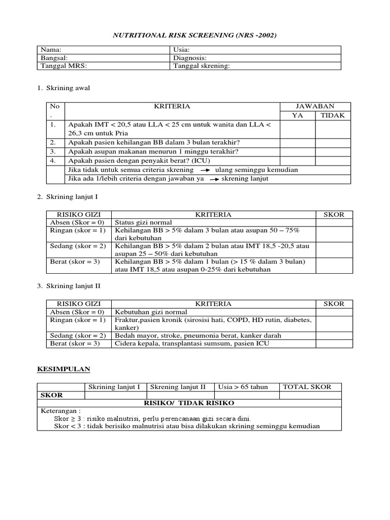 Skrining Risiko Gizi NRS-2002 | PDF | Kesehatan Holistik