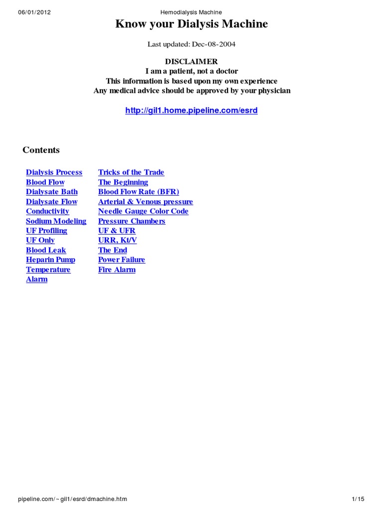 Hemodialysis Machine Pdf Dialysis Clinical Medicine