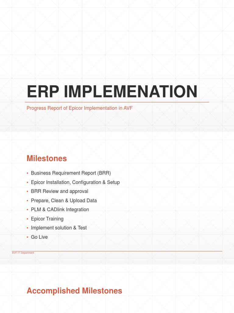 Epicor ERP Implementation Progress | PDF | Business